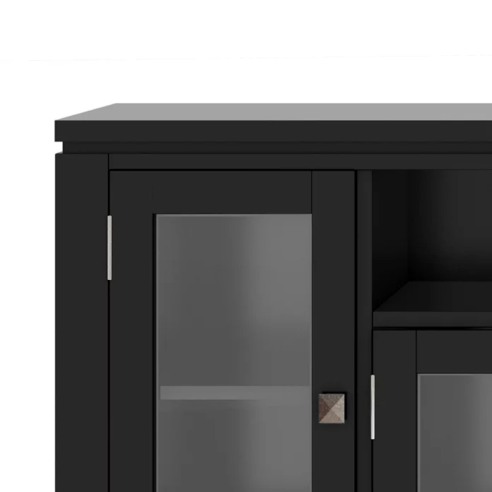 Simpli Home Cosmopolitan Wood TV Media Stand in Black