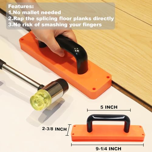 Laminate/Vinyl Flooring Tools, WHLLING 43PC Laminate Wood Flooring Installation Kit- 40Pcs Floor Spacers, Heavy Duty Pull Bar and Rubber Mallet, Upgraded Tapping Block for Vinyl Plank Flooring