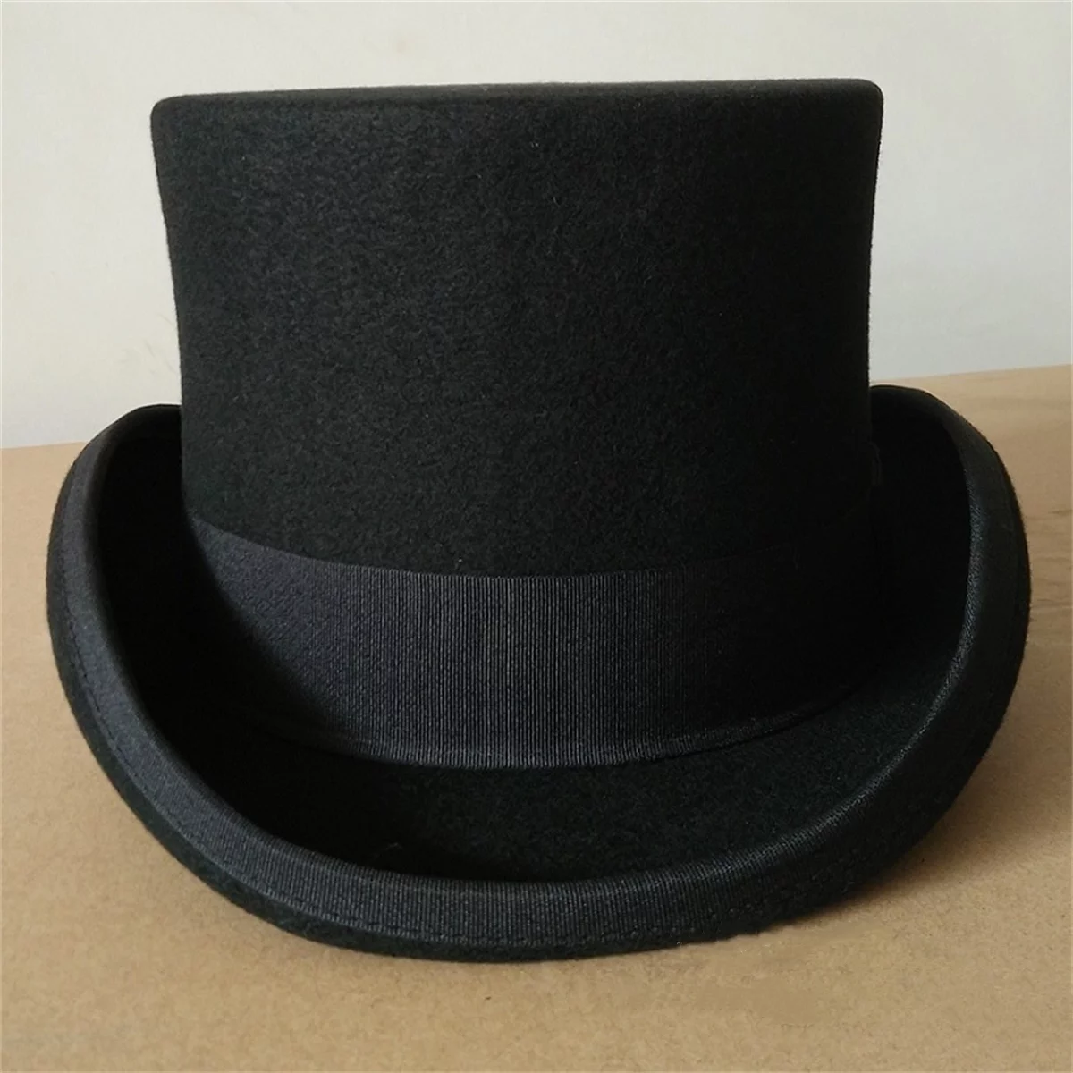 Black XL（60cm above）Vintage Wool Victorian Mad Hatter Top Magic Hat Gentlemen Performing Jazz Caps