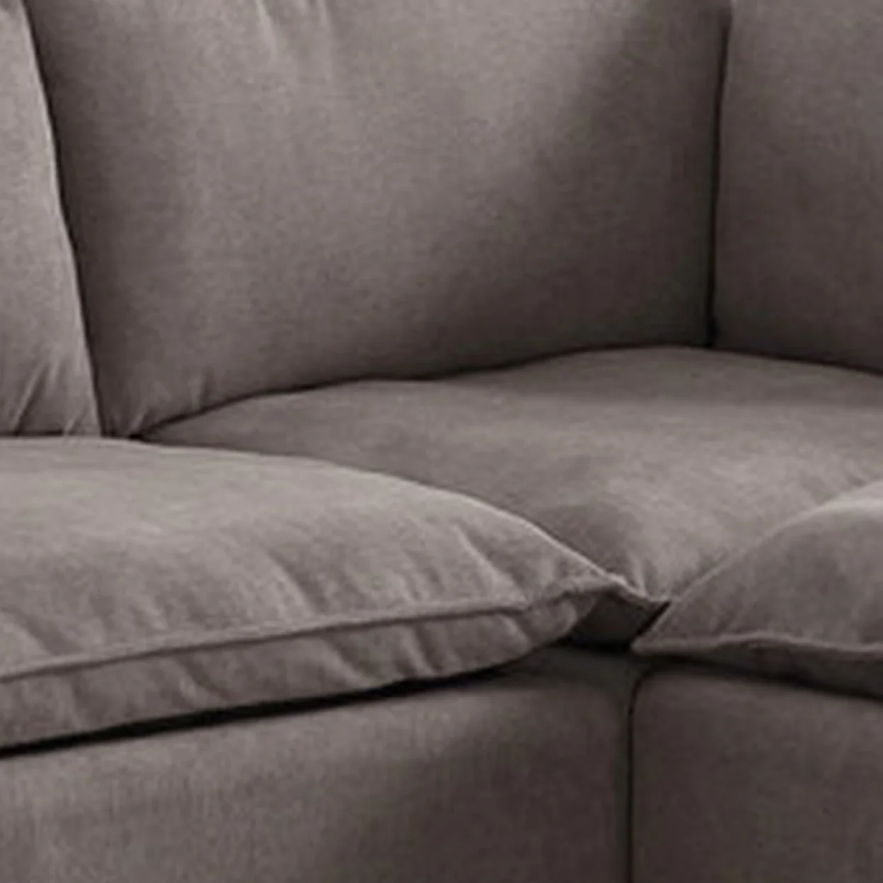 Amato 84 Inch Modern Sectional Arm Loveseat and Ottoman Set, Gray Fabric- Saltoro Sherpi