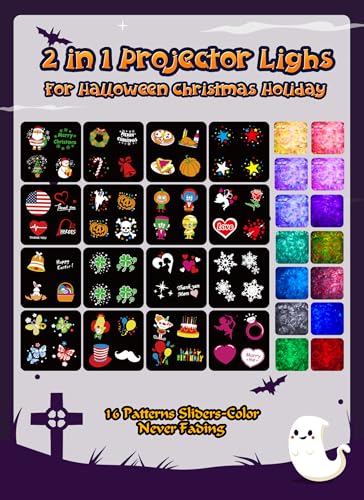 Halloween Christmas Projector Lights Outdoor 26 HD Effects (3D Ocean Wave + Patterns) Waterproof with Timer Holiday Projector Lights for Indoor Christmas Night Disco Party, RGB + Multicolor