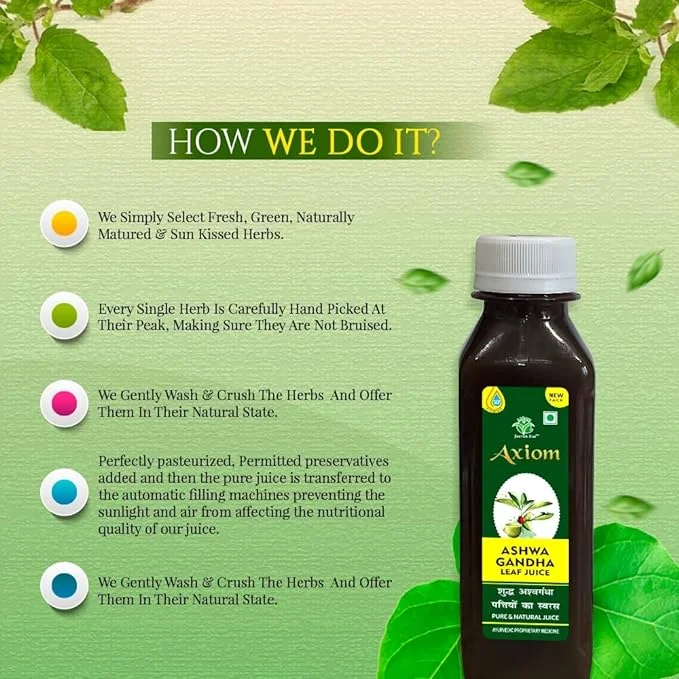 Axiom Ashwagandha Leaf Juice 160 ml (Pack of 2) | Helps in Fat Reduce | Immunity Booster |100% Natural herbal Juice | WHO-GMP,GLP,ISO Certified Product