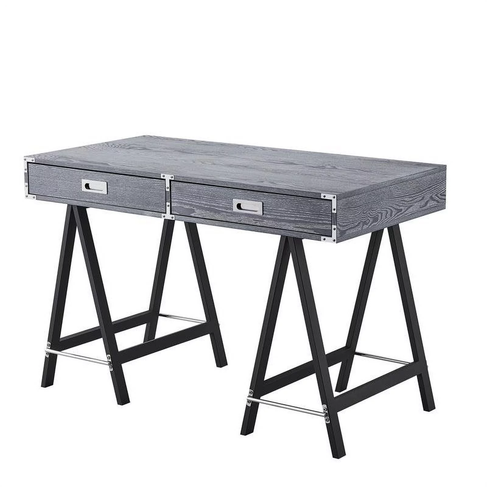 Posh Living Alleyne 2-Drawers Rectangle Wood Writing Desk in Gray