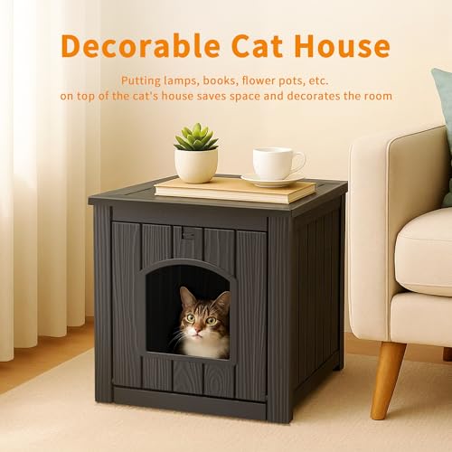 DRATO Outdoor Cat House - Weatherproof Resin Cat Houses for Outdoor Cats, Durable & Insulated Shelter for Garden, Patio, or Backyard