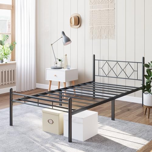14 Inch Full Size Bed Frame No Box Spring Needed,Metal Platform with Headboard and Footboard,Heavy Duty Slats Support Easy Assemble Noise Free(Black)