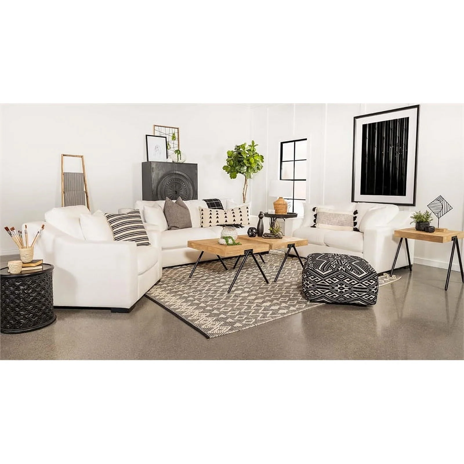 Coaster Ashlyn Upholstered Transitional Fabric Chair with Sloped Arms in White