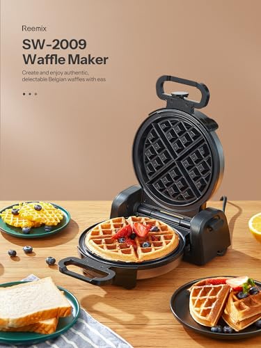 Classic Waffle Iron, Double Belgian Waffle Maker 180°Flip, 1400W Waffle Iron 8 Slices, Rotating & Nonstick Plates with Removable Drip Tray, Cool Touch Handles, Stainless Steel (8 Slices)