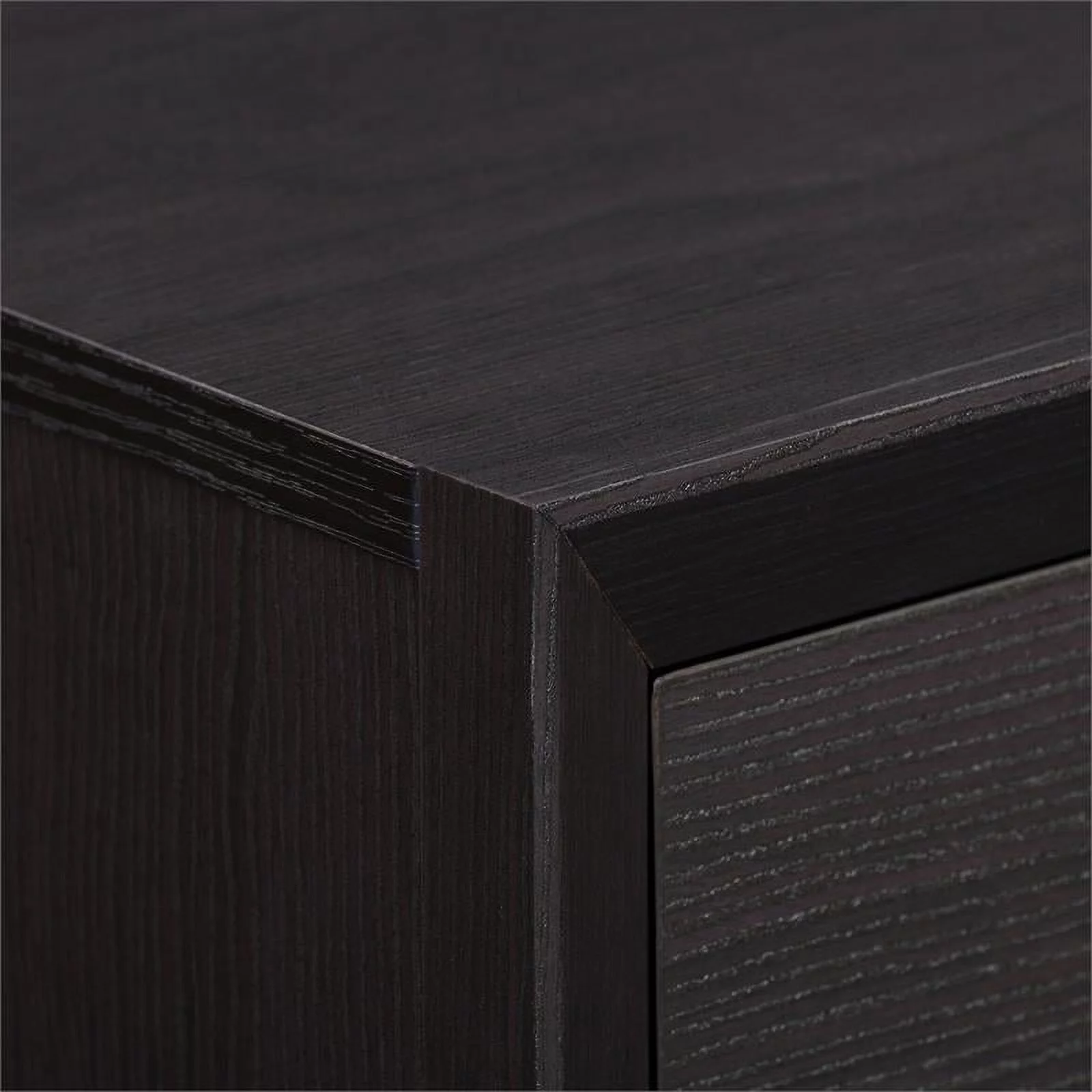 Bowery Hill 5-Drawer Mid-Century Engineered Wood Dresser in Black Oak