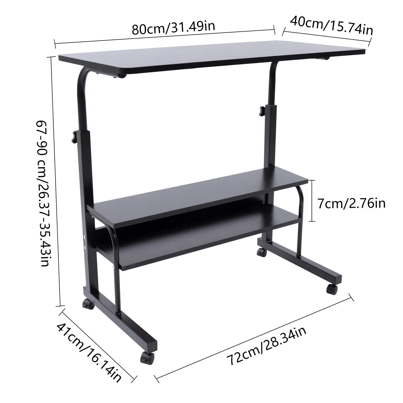 TFCFL Adjustable Height Desk ,double layer Laptop Desk Overbed Table Stand with Wheels