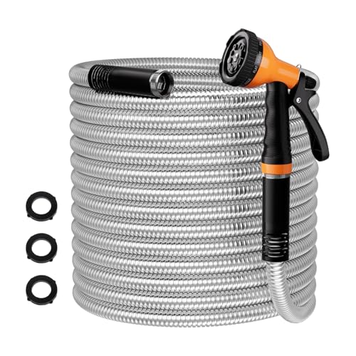 50ft Non-Expanding Garden Hose with 8-Layer Latex Core, Lightweight & Kink-Free, Flexible Heavy Duty Water Hose for Lawn, Yard, Car Washing (3/4