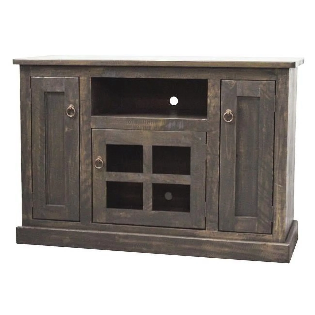 47 in. Rustic TV Stand with 2 Fixed Wood Shelves, Dark Blue