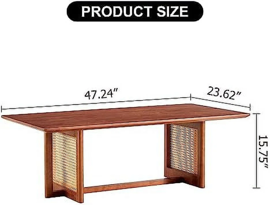 GEROBOOM Rectangle Rustic Coffee Table  Modern Farmhouse Wood Simple Coffee Table with Metal Legs  Center Table for Living Room