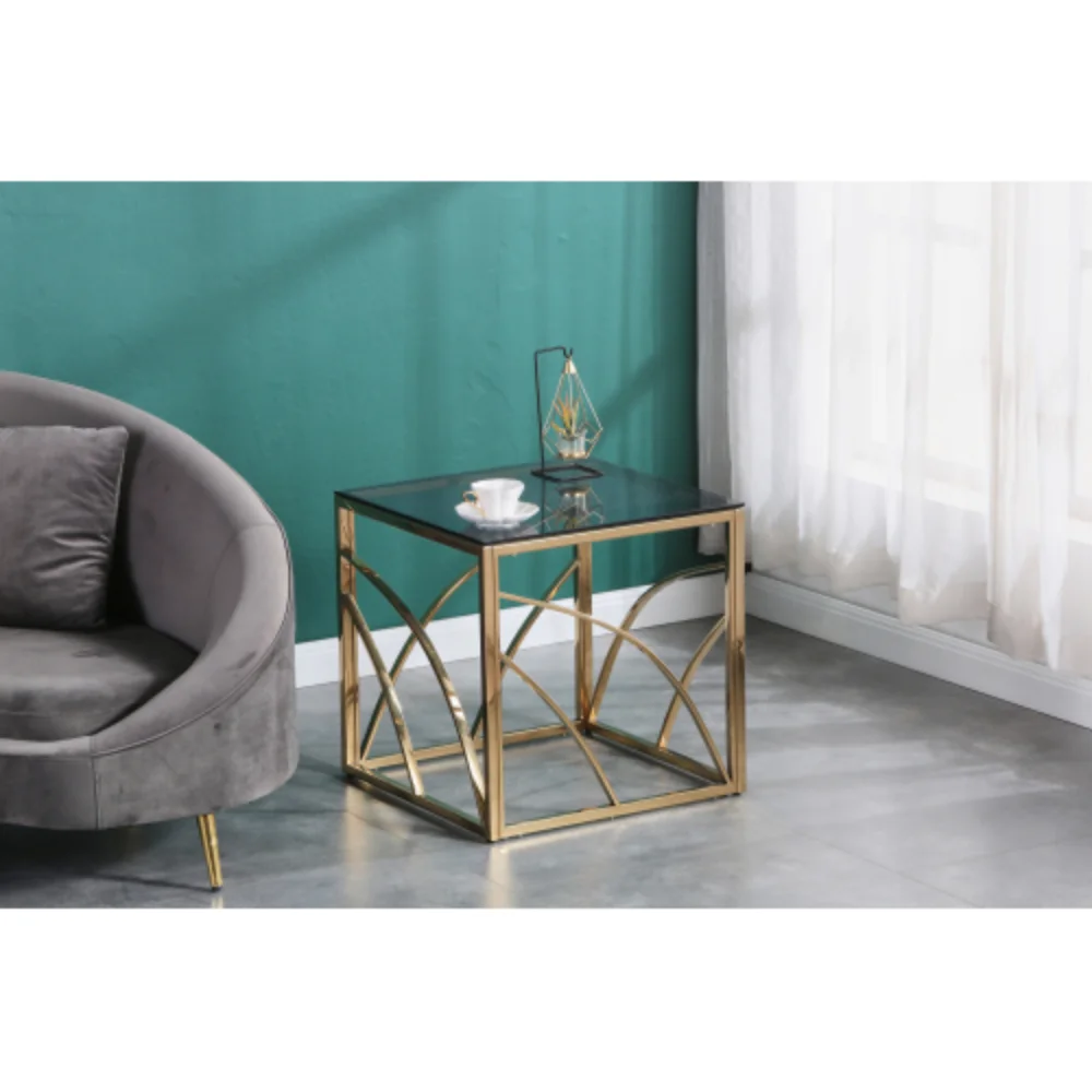 Glass End Table Gold Small Coffee Table Sofa Table