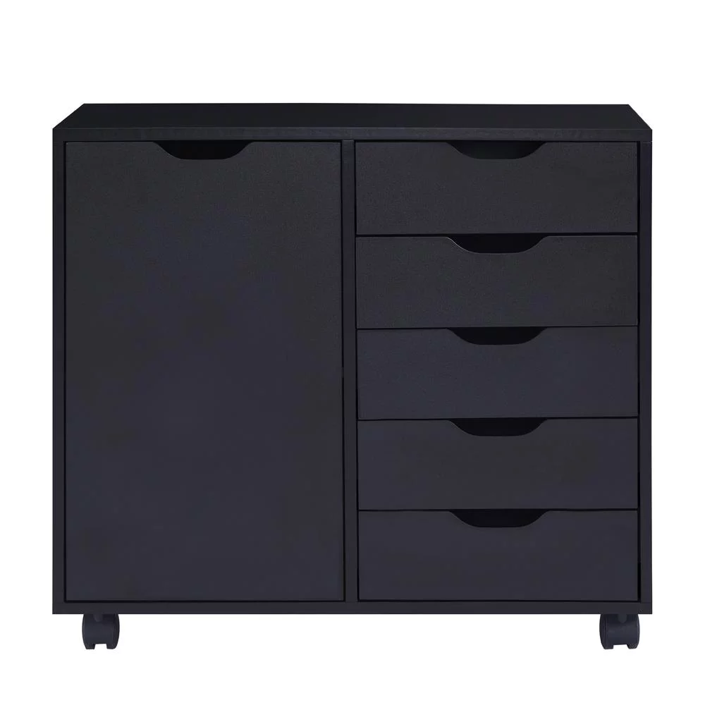 5 Drawer Office Storage File Cabinet, Under desk storage file cabinets for Home Office, Office Organization Filing Cabinet with Wheels, Printer stand with storage, 180 lbs Capacity â€“ Black