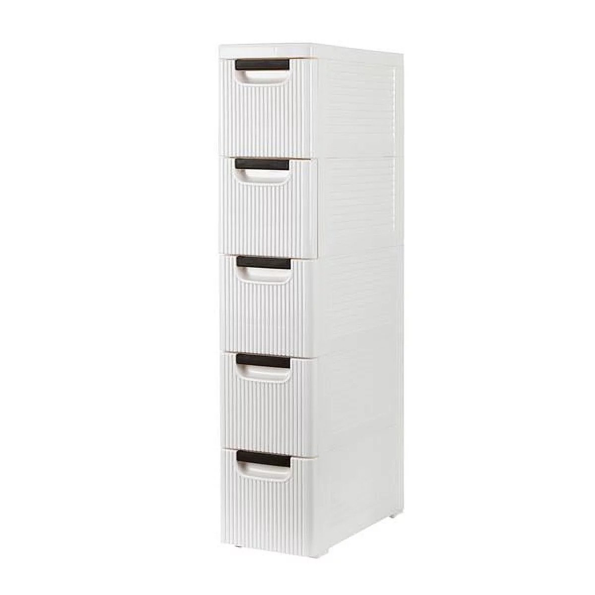 SYTHERS 5-Tier White Small Storage Cabinet with Drawers for Tidying Bathroom and Bedroom, PP, Mobile Shelving Unit Designed for Bathroom, Kitchen, Laundry and Narrow Spaces.