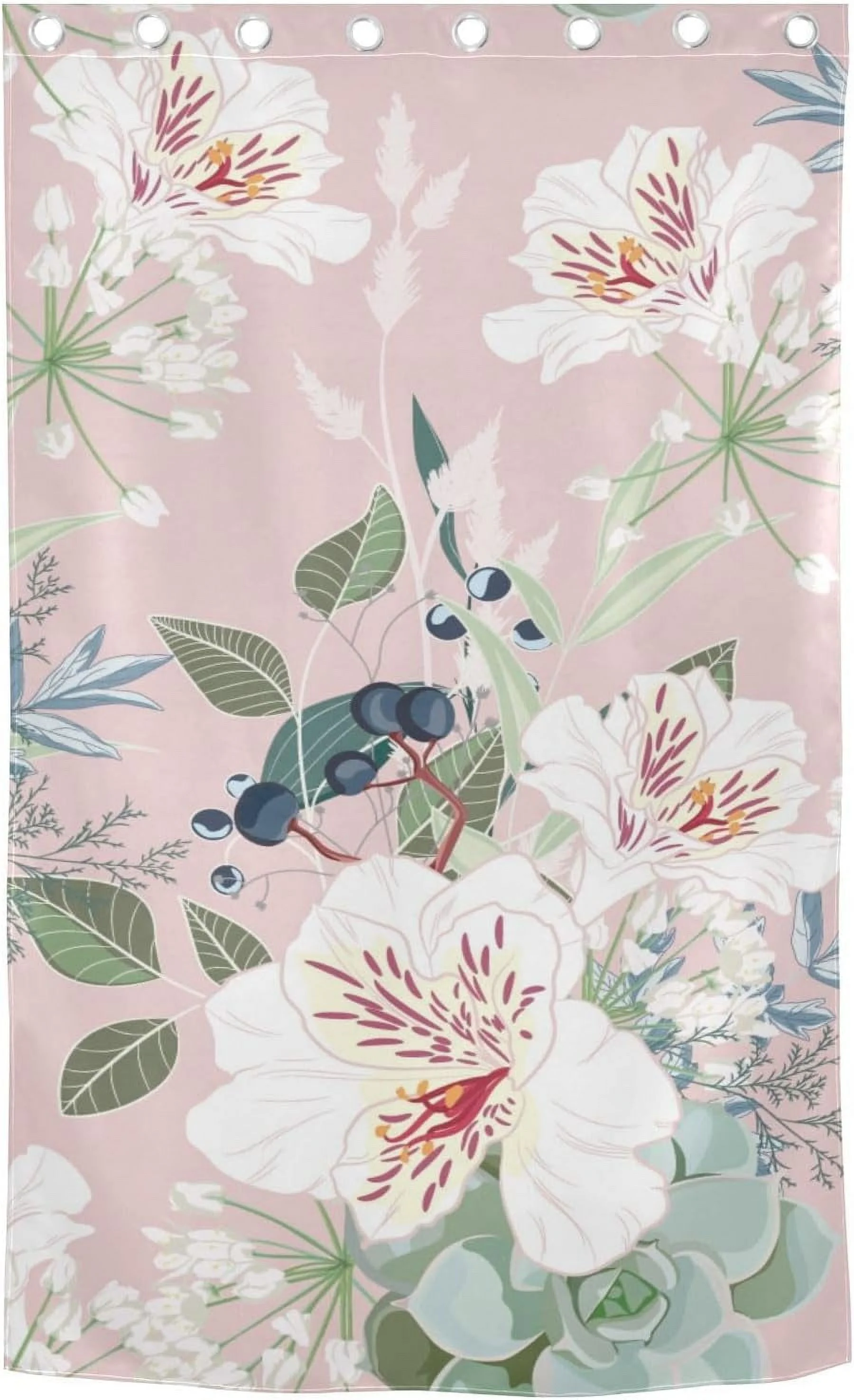 Coolnut Black Out Curtain Window Cover for Bedroom & Living Room 84 inches White Alstroemeria Flowers Blackout Blinds Bay Window Curtains, 1 Panel