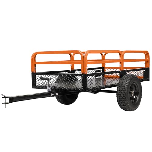 Heavy Duty Steel Dump Cart,1500 Lbs Utility Garden Cart with Wheels,15 Cubic Feet Garden Utility Trailer with Removable Sides,Hand Pull or Foot Pedal Dump Cart for Atvs, Utvs Lawn Garden Tractors
