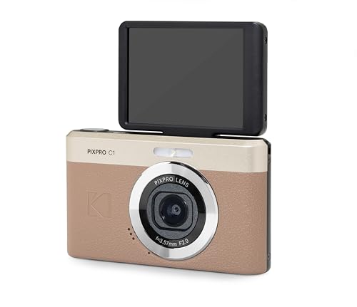 KODAK PIXPRO C1 Friendly Zoom Digital Camera - 13MP Compact Point and Shoot with 2.8” 180° Tilt LCD Flip Screen, Retro Vintage Design with 4X Zoom and 1080P Full HD Video for Travel, Vlogging, Black