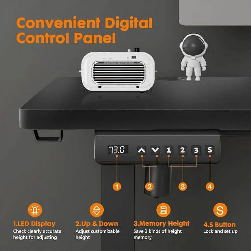 YZboomLife Electric Height Adjustable Standing Desk Sit to Stand Ergonomic Computer Desk(Black  55'' x 24" x 48''(L* W* H))
