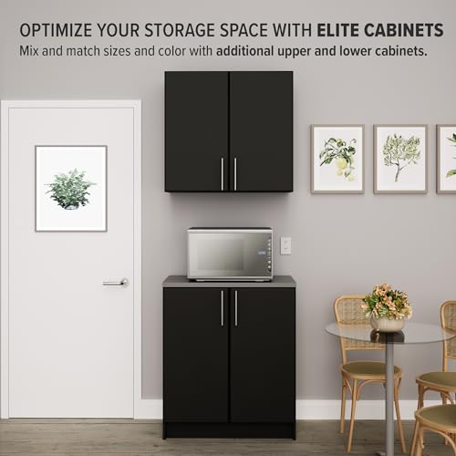 Prepac Elite 16 inch Stackable Wall Cabinet, Black