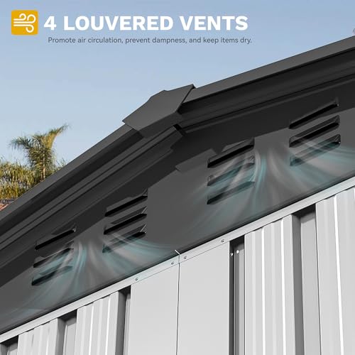 DWVO 6x4ft Storage Shed for Outdoors, Metal Sturdy Weatherproof Tool Locker with Secure Door and Ventilation for Equipment, Mowers, Bikes, Outdoor Spaces, Dark Gray