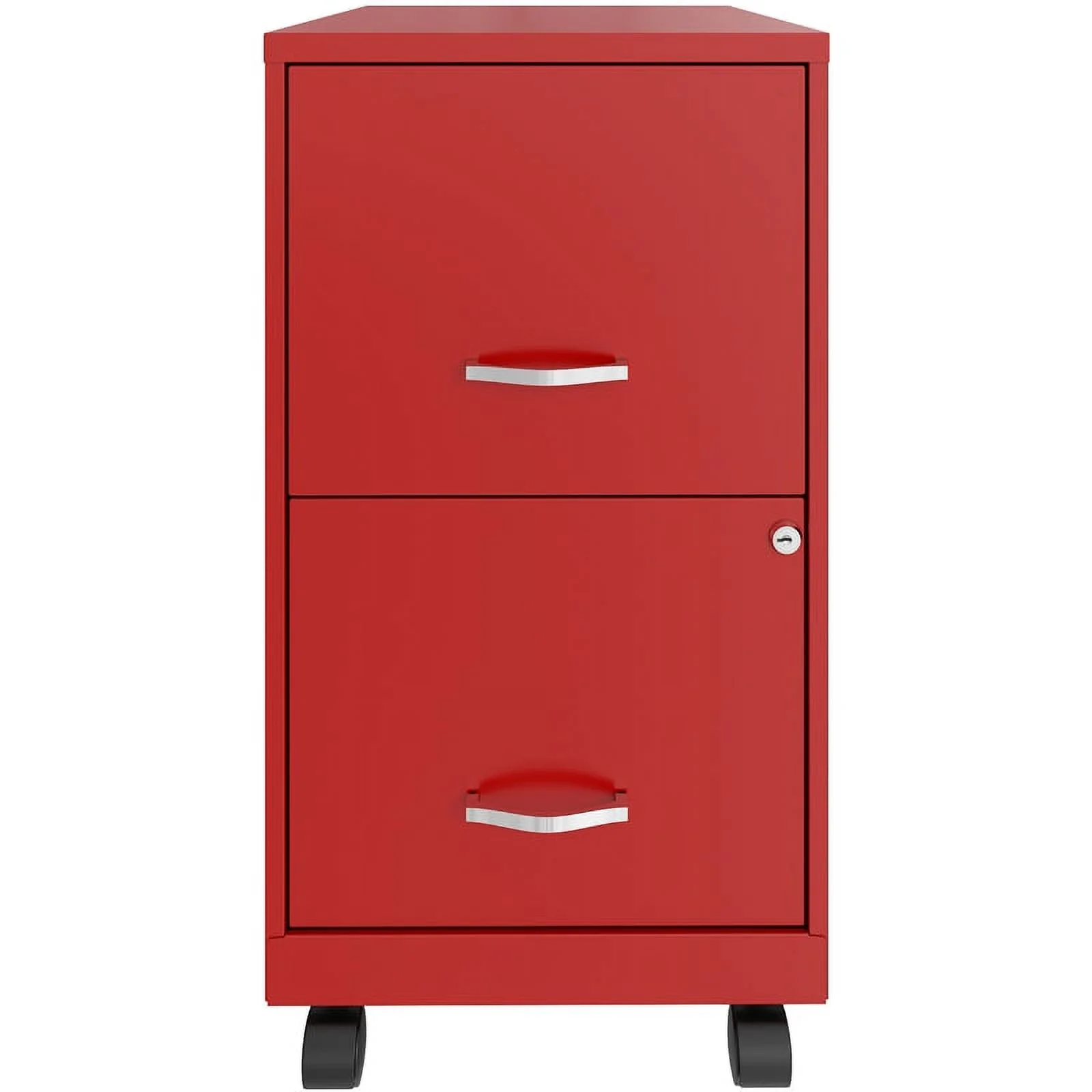 Pemberly Row 18in 2 Drawer Metal Mobile Smart Vertical File Cabinet Red