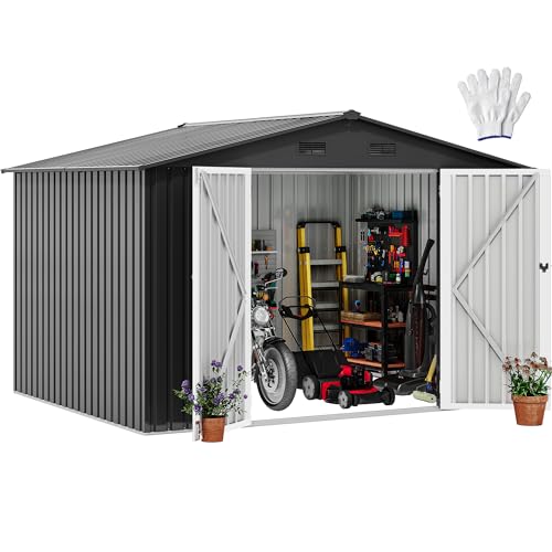 DWVO 6x4ft Storage Shed for Outdoors, Metal Sturdy Weatherproof Tool Locker with Secure Door and Ventilation for Equipment, Mowers, Bikes, Outdoor Spaces, Dark Gray