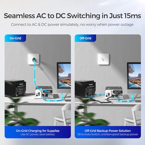 Renogy Inverter PUH 3000W, 12V to 110V Pure Sine Wave Power Inverter, Built-in Transfer Switch and Bluetooth, DC to AC Solar Converter for RV, Truck, Camping, Home, Emergency, Off-Grid Living