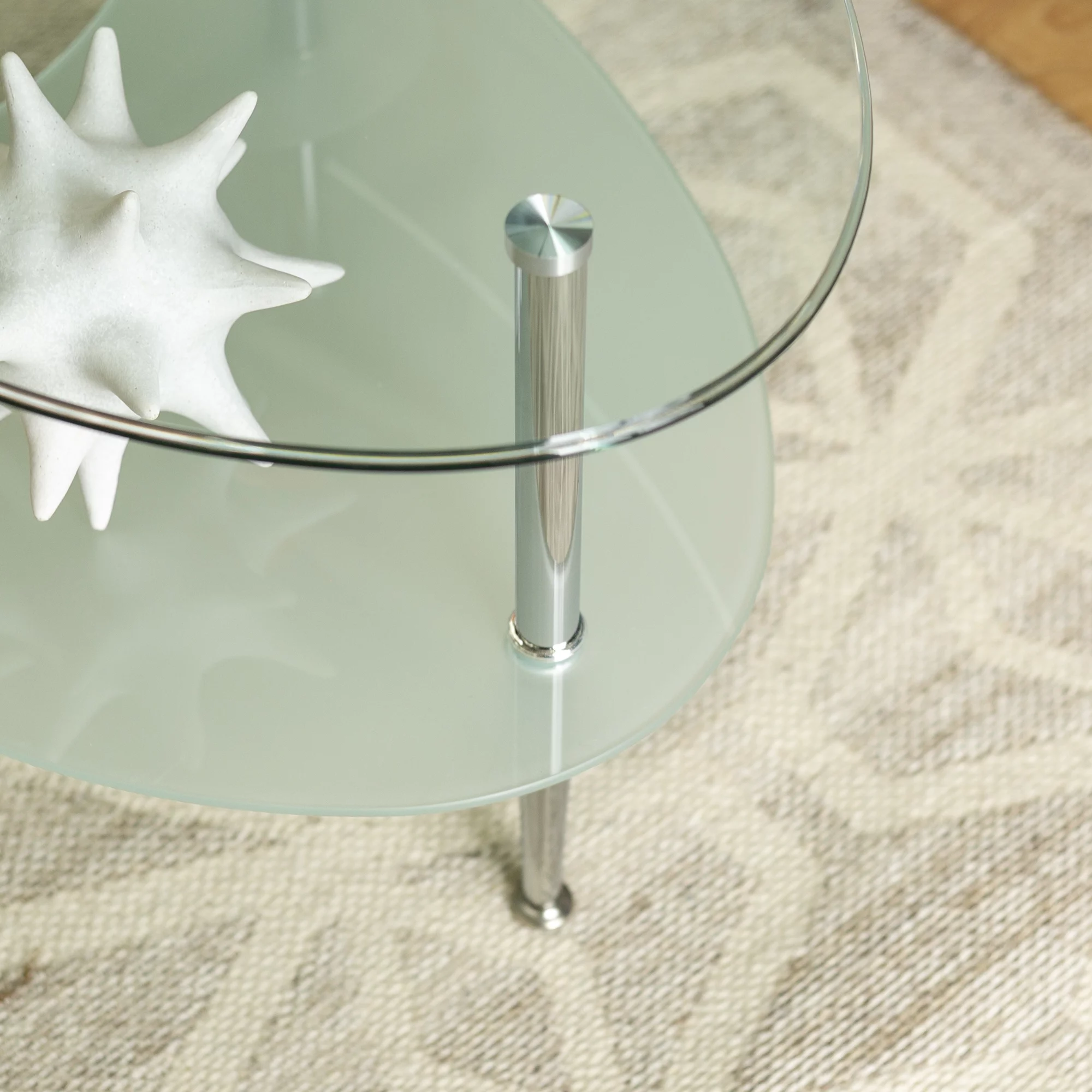 Walker Edison Mid-Century Modern Oval Glass Coffee Table