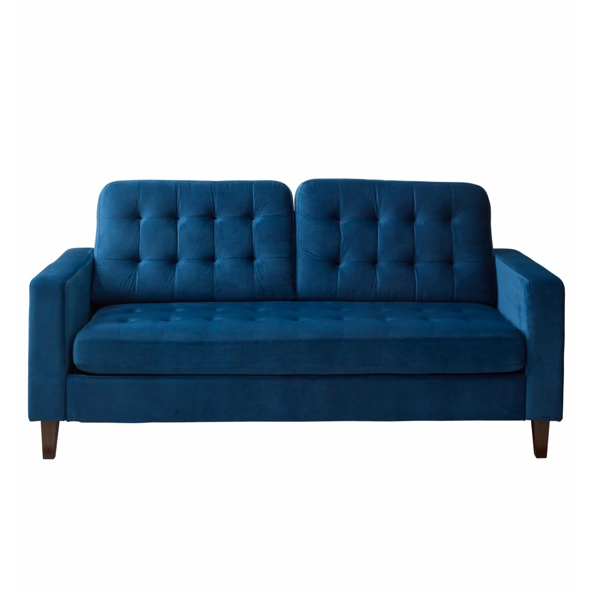 Mayview Carraway Upholstered Sofa with Tufting, Navy Velvet