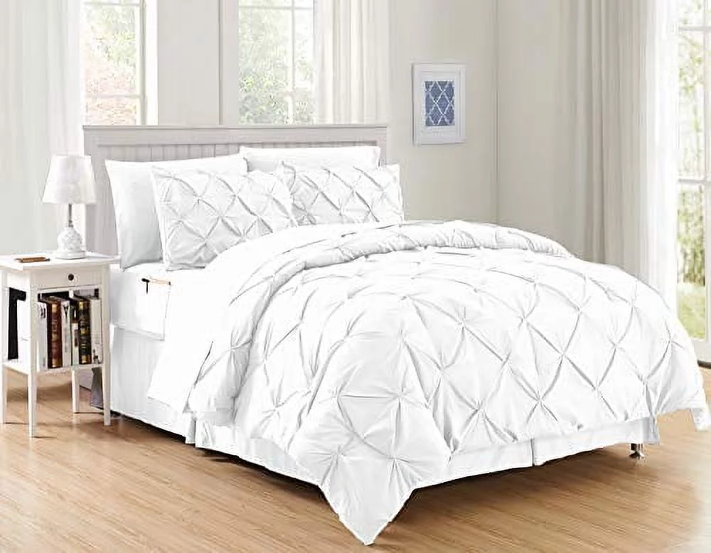 Luxury Best Softest Coziest 8-Piece Bed-in-a-Bag Comforter Set on ! Elegant Comfort - Silky Soft Complete Set Includes Bed Sheet Set with Double Sided Storage Pockets Full/Queen White