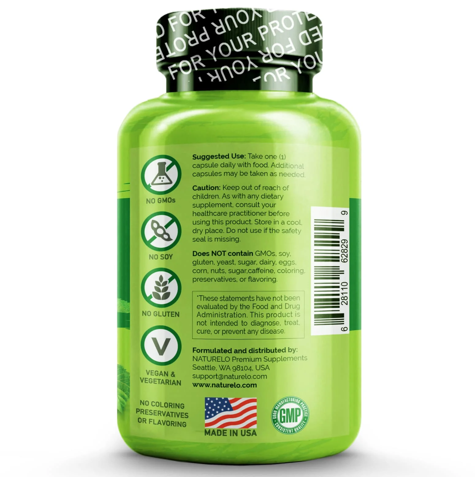 NATURELO Vitamin B Complex with Methyl B12, Methyl Folate, Vitamin B6, Biotin Plus Choline, CoQ10, and Fruit & Vegetable Blend - Supports Energy & Healthy Stress Response - Vegan - 120 Capsules
