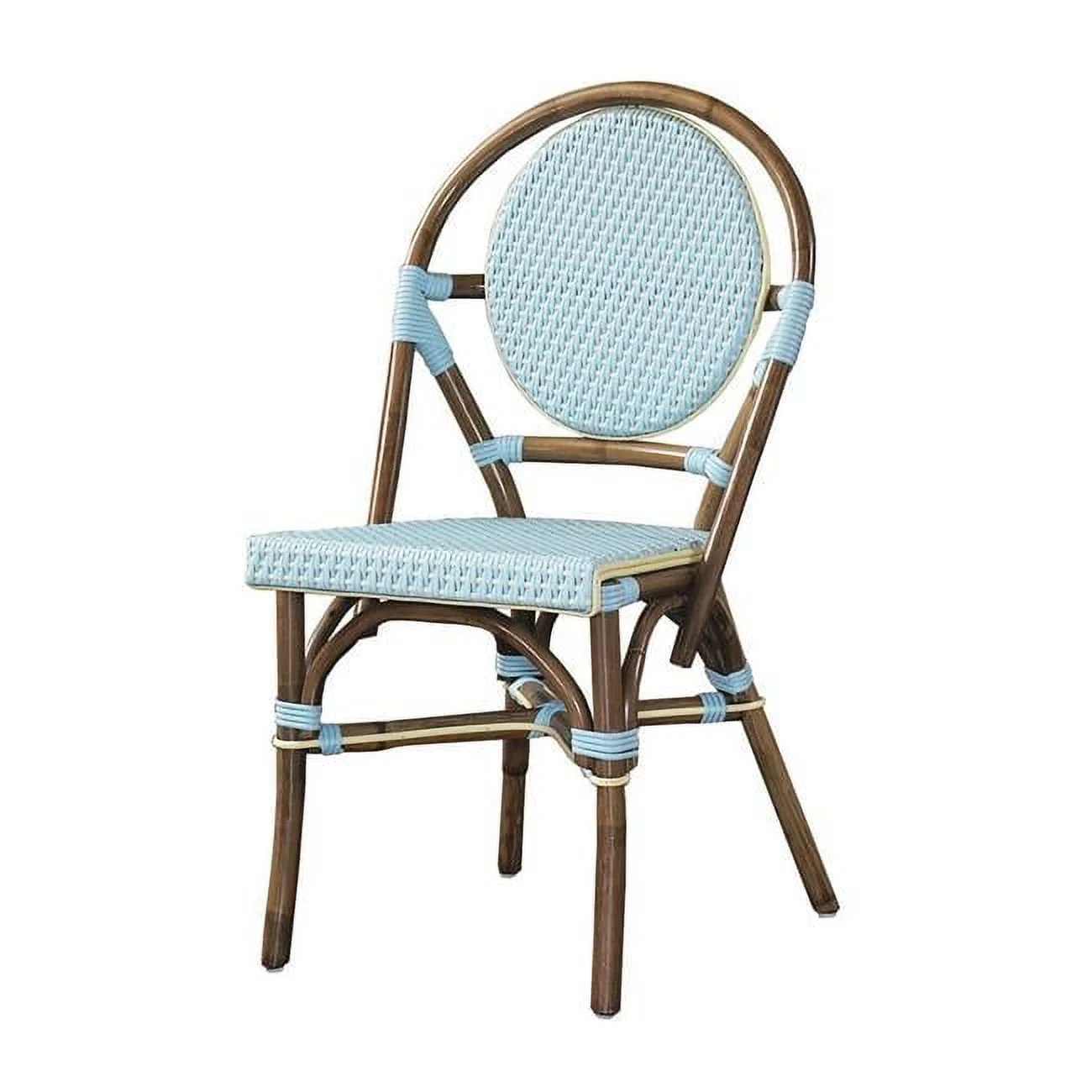 Padma's Plantation Paris Rattan Bistro Chair in Blue