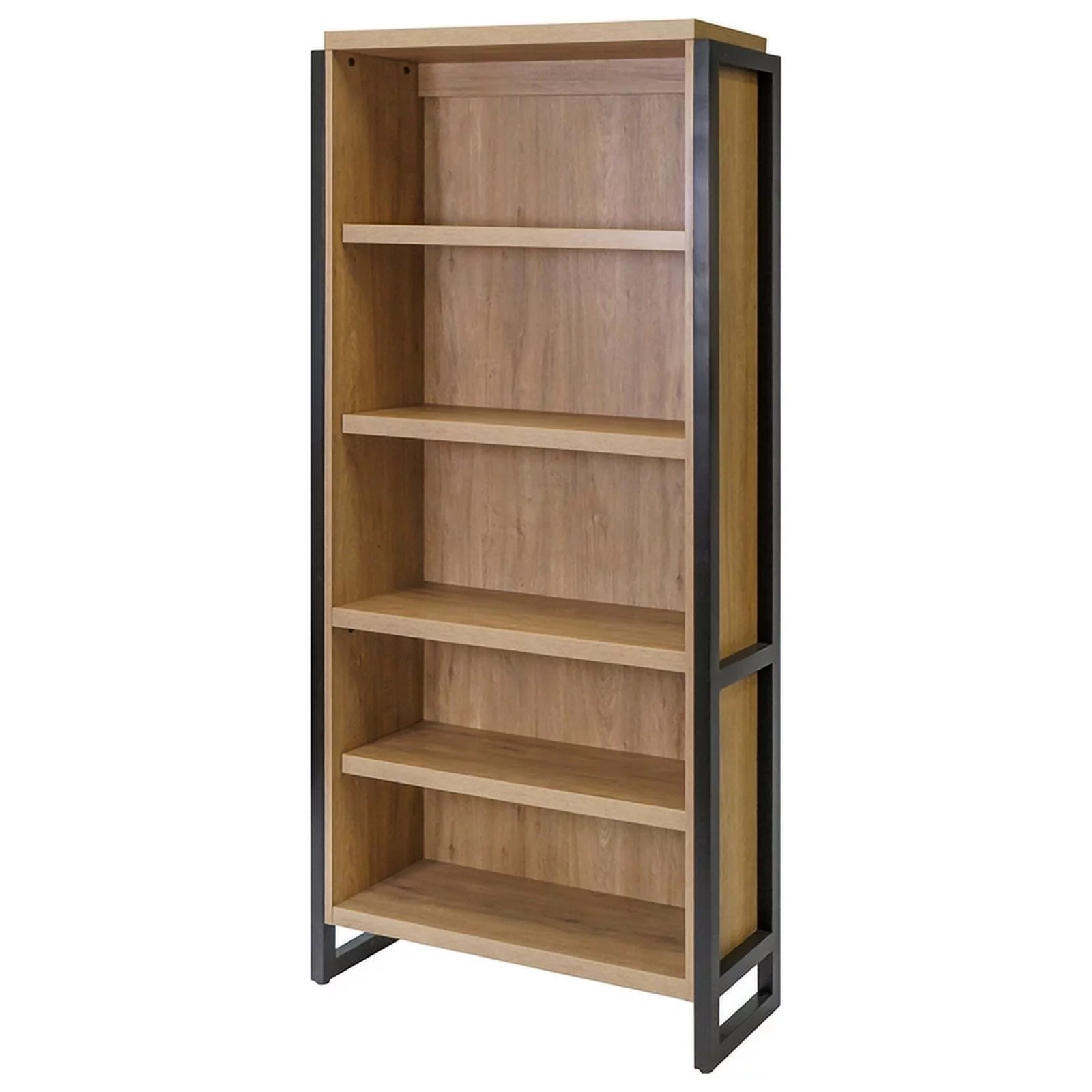 Modern Open Wood Laminate Bookcase Fully Assembled Light Brown