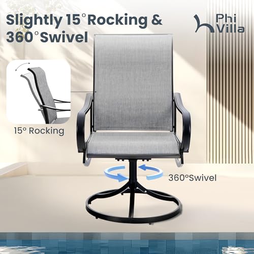 PHI VILLA 5 PCS Outdoor Patio Dining Set with Swivel Dining Chairs (Blue) and 37