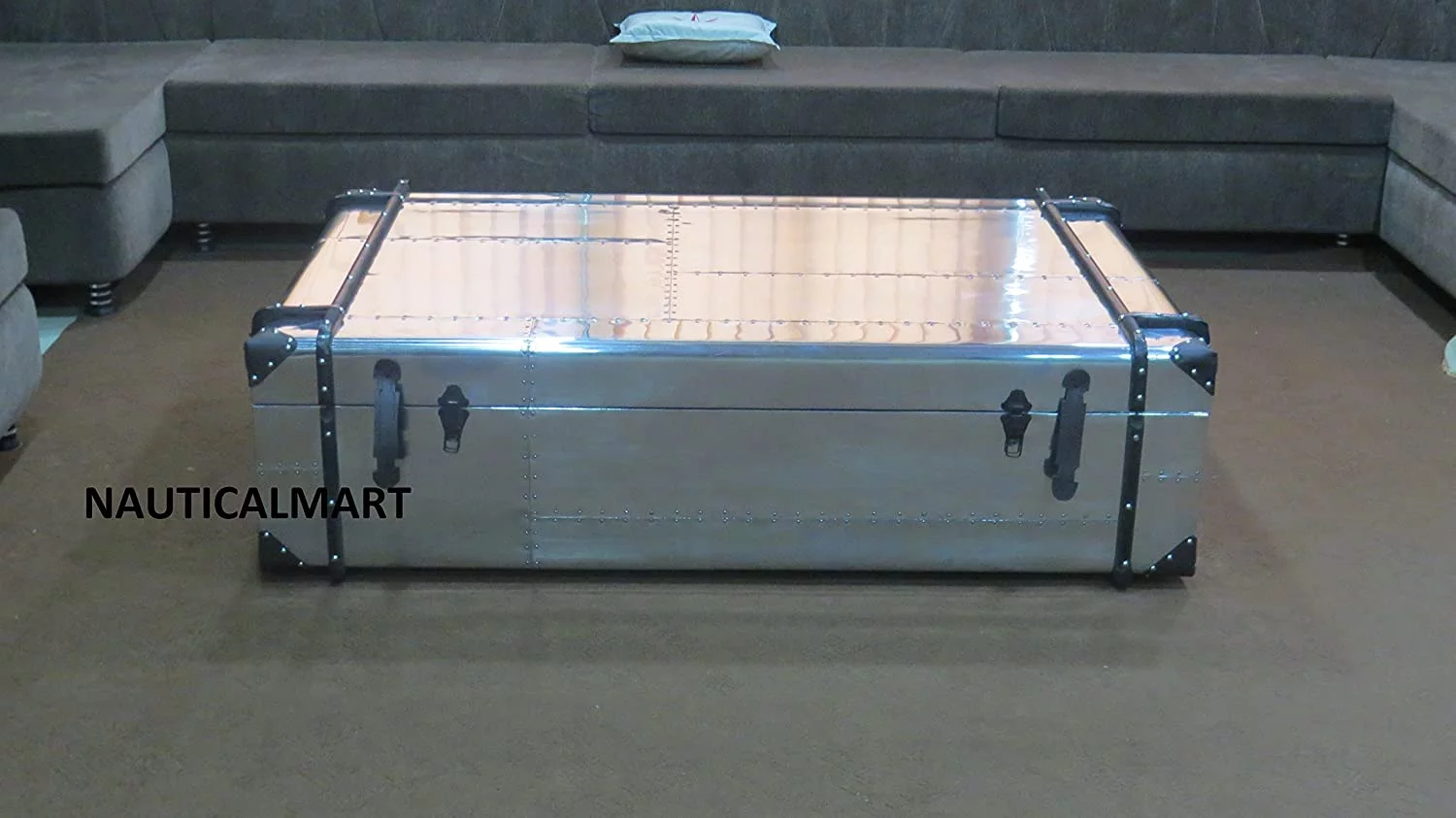 NauticalMart Richard's Trunk Coffee Table Aviation Décor Vintage Aviator Trunks