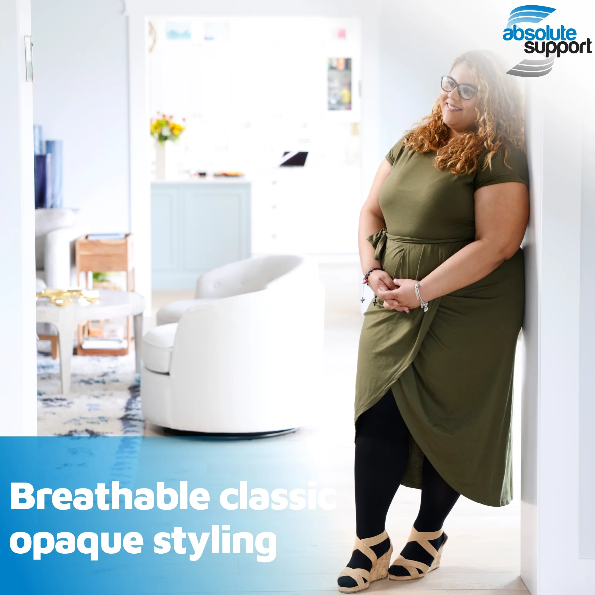 Made in USA - Womens Opaque Compression Pantyhose 20-30mmHg - Black, Large