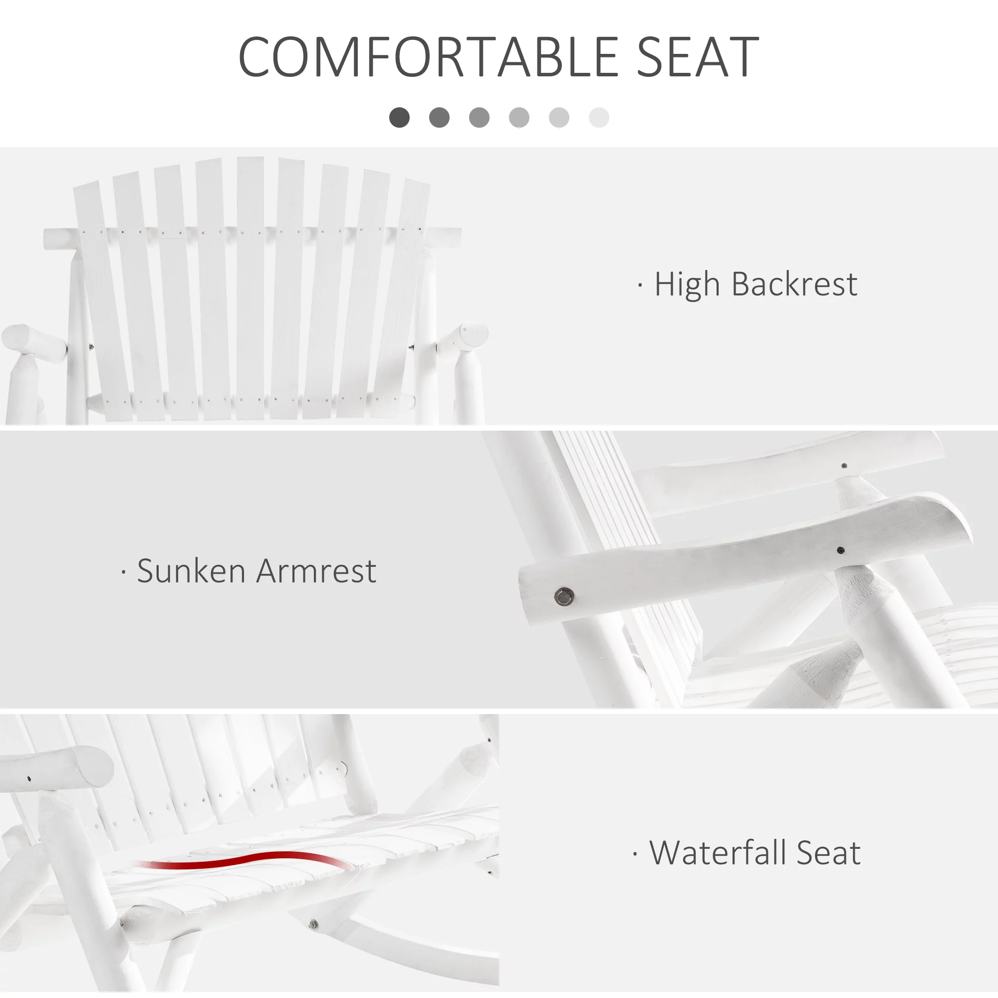Outsunny 2-Person Wood Rocking Chair, Adirondack Rocker