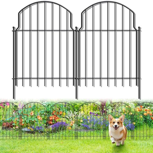 10Pcs Decorative Garden Fence, 22in(H)/10.8ft(L) Rustproof Metal Fences Animal Barrier Outdoor for Yard, Flower Bed Edging Ornamental Border Panel for Dogs, Rabbits, Dig Defence, Garden Decor, Patio