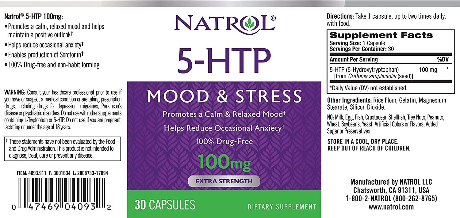 Natrol 5-HTP 100 mg Capsules 30 ea (Pack of 6)