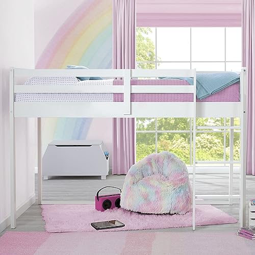 Delta Children Twin Loft Bed with Guardrail and Ladder (Coordinates with Loft Bed Tents Sold Separately), White