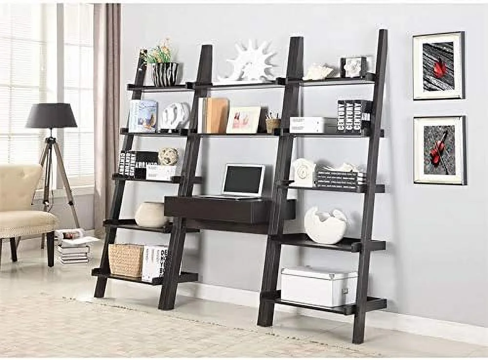 Wall Leaning Ladder Writing Desk In Cappuccino