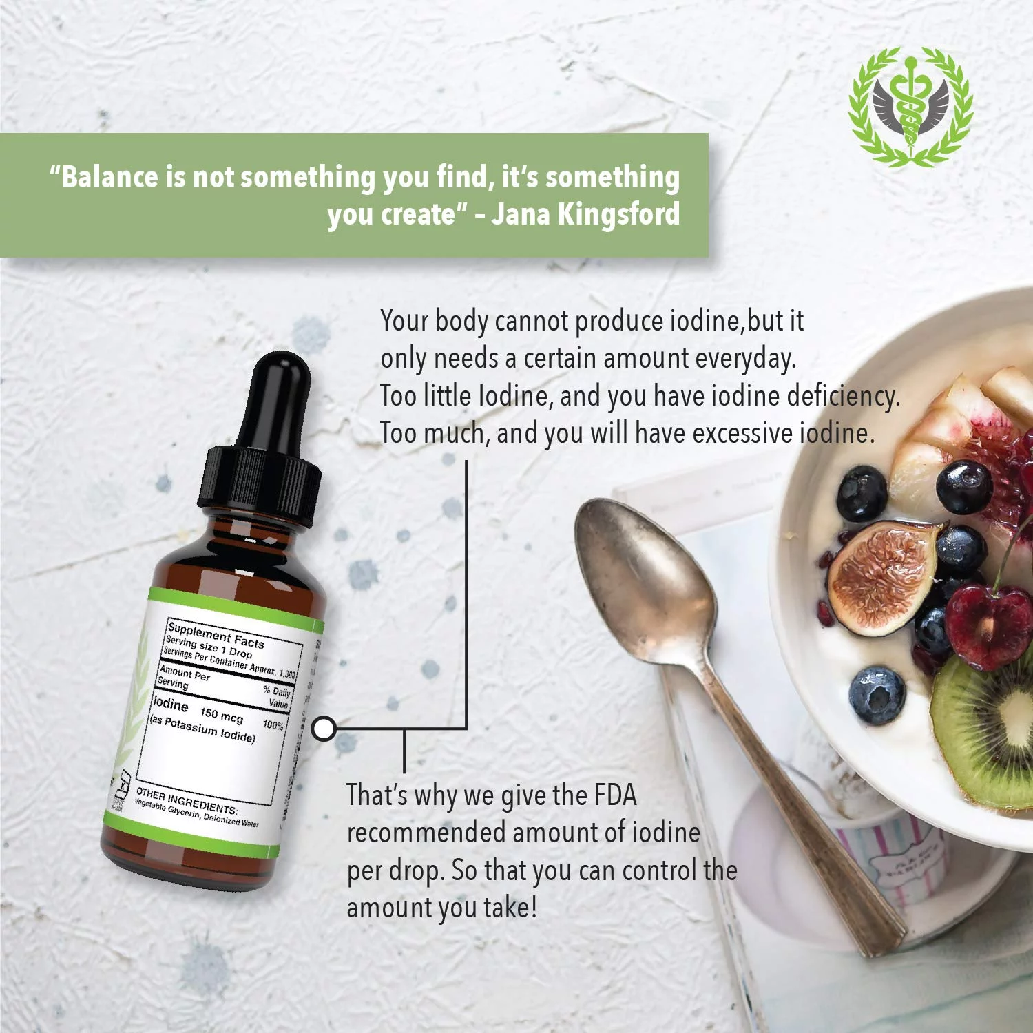 Liquid Iodine Potassium Drops - 1300 Servings | Large 2oz Bottle | Great Taste..