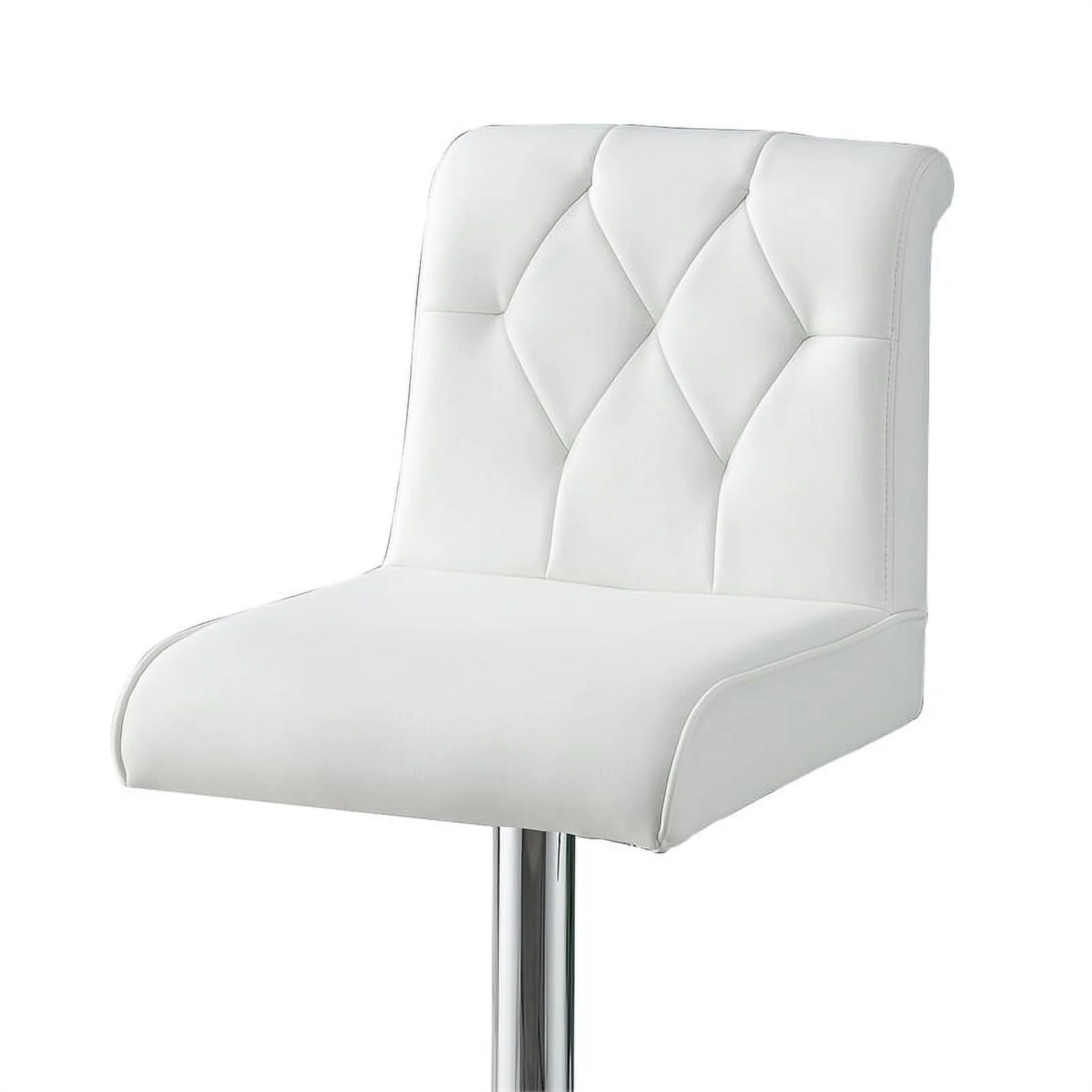 Poundex F1645 16 x 21 x 38-44 in. Adjustable Height & Swivel Barstool in White Faux Leather - Set of 2