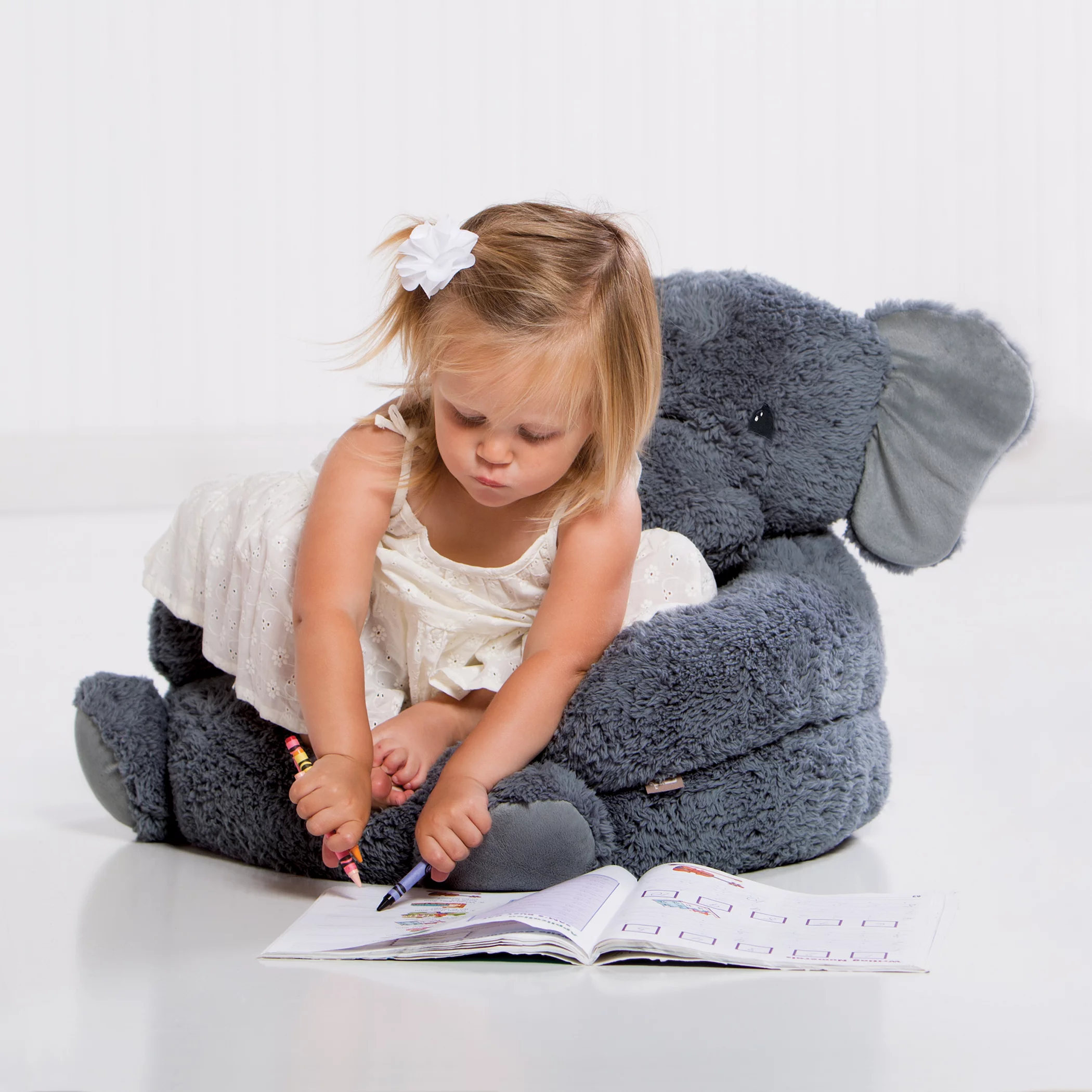 Trend Lab Toddler Plush Gray Elephant Lounge Character Chair