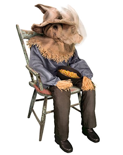 Spirit Halloween Sitting Scarecrow Animatronic | Halloween Décor | Horror Décor | 4.5 Feet | Scary Decoration | Motion and Sound Activated.