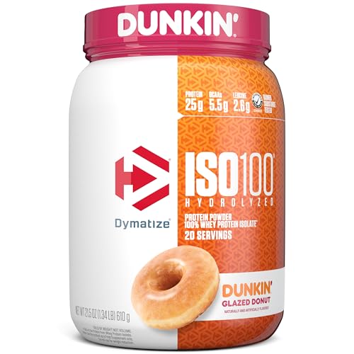 Dymatize ISO100 Whey Protein Powder Isolate, Cookies & Cream, 25g of Protein, 20 Servings, 5.5g BCAAs, Less Than 120 Cal., Gluten Free, 1g Fat, 1g Sugar, 2g Carb