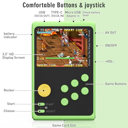 Retro Handheld Game Console with 5000 Built-in Classic Games, 3.5-Inch IPS Screen & Portable Power Bank Function