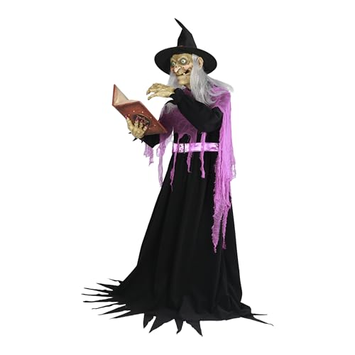 COLLECTIVE HOME - 6-Ft. Witch, Halloween Decorations, Halloween Outdoor Animatronics, Motion-Activated Life Size Talking Scare Prop, Haunted House Yard Garden Lawn