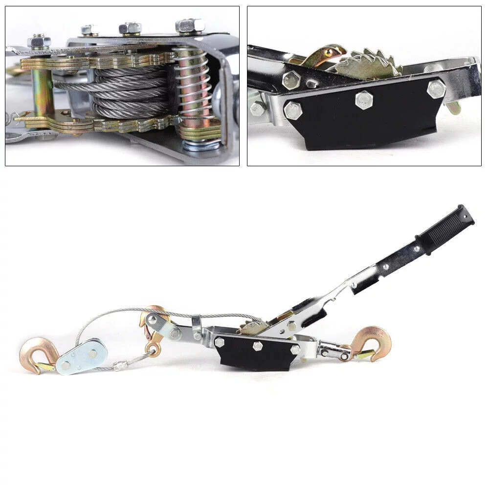 OUKANING 5 Ton Power Tractor with 3 Hooks 2 Gear Automotive Hoist Dual Gears Automotive Hoist Cable Puller